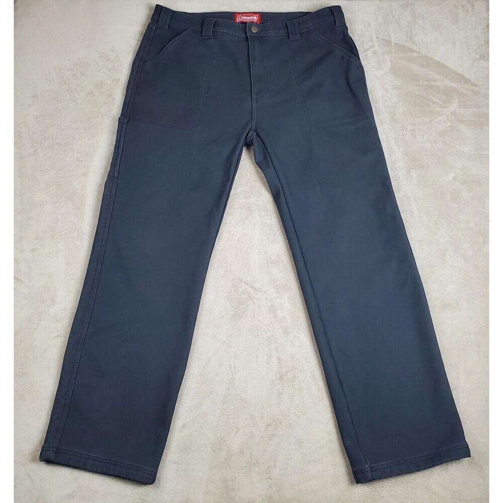 Coleman Pants Mens 38x32 Black Fleece Lined Stretch Carpenter Workwear Insulated